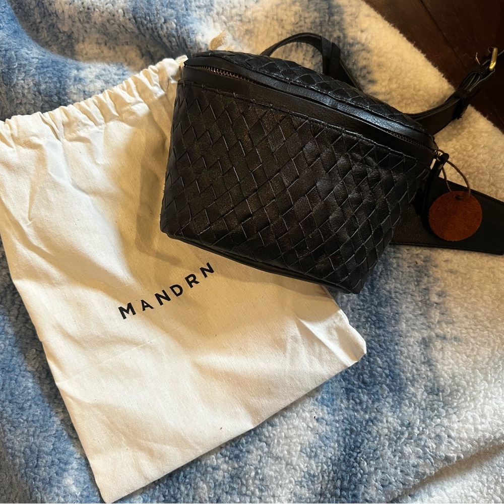 MANDRN Remy Woven Leather Crossbody Bag